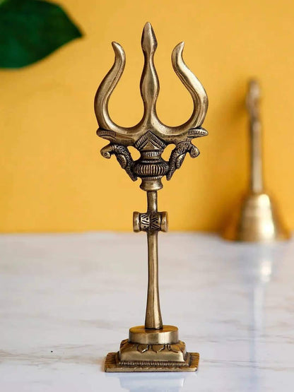 Brass Trishul with Damru