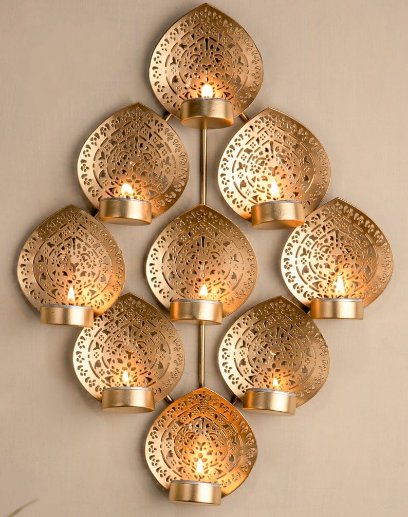 Golden Tea Light Hanging Holder