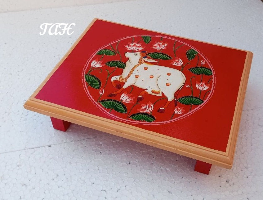 Handmade painted Wooden pata /low stool