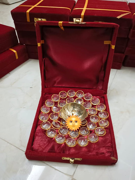 Brass Crystal Akhand Diya 