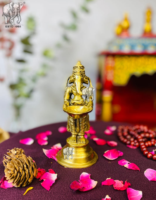 Brass Ganesh Standing Aarti Diya