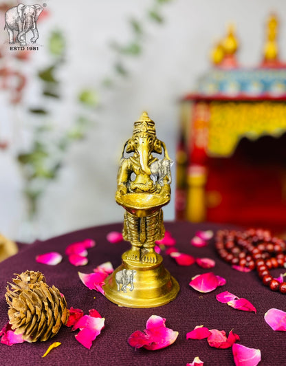 Brass Ganesh Standing Aarti Diya