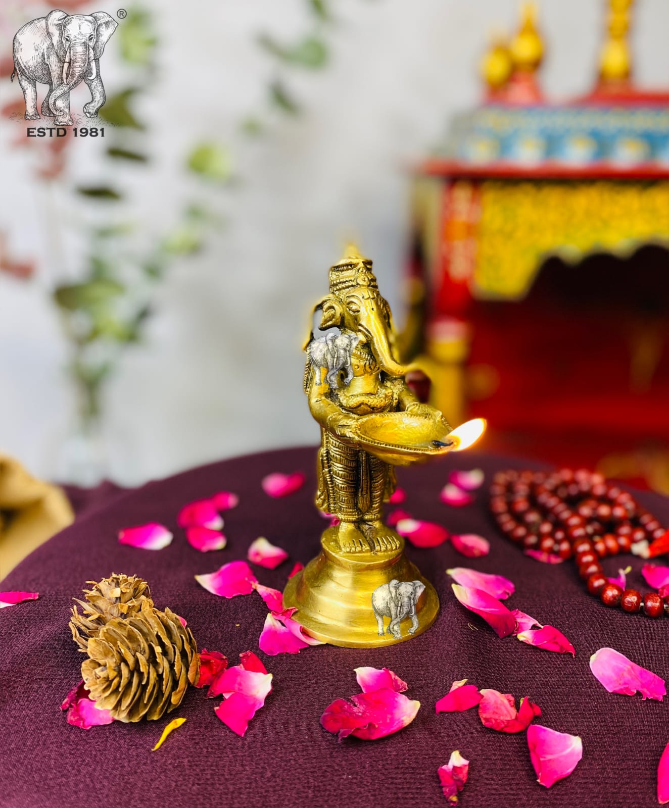 Brass Ganesh Standing Aarti Diya