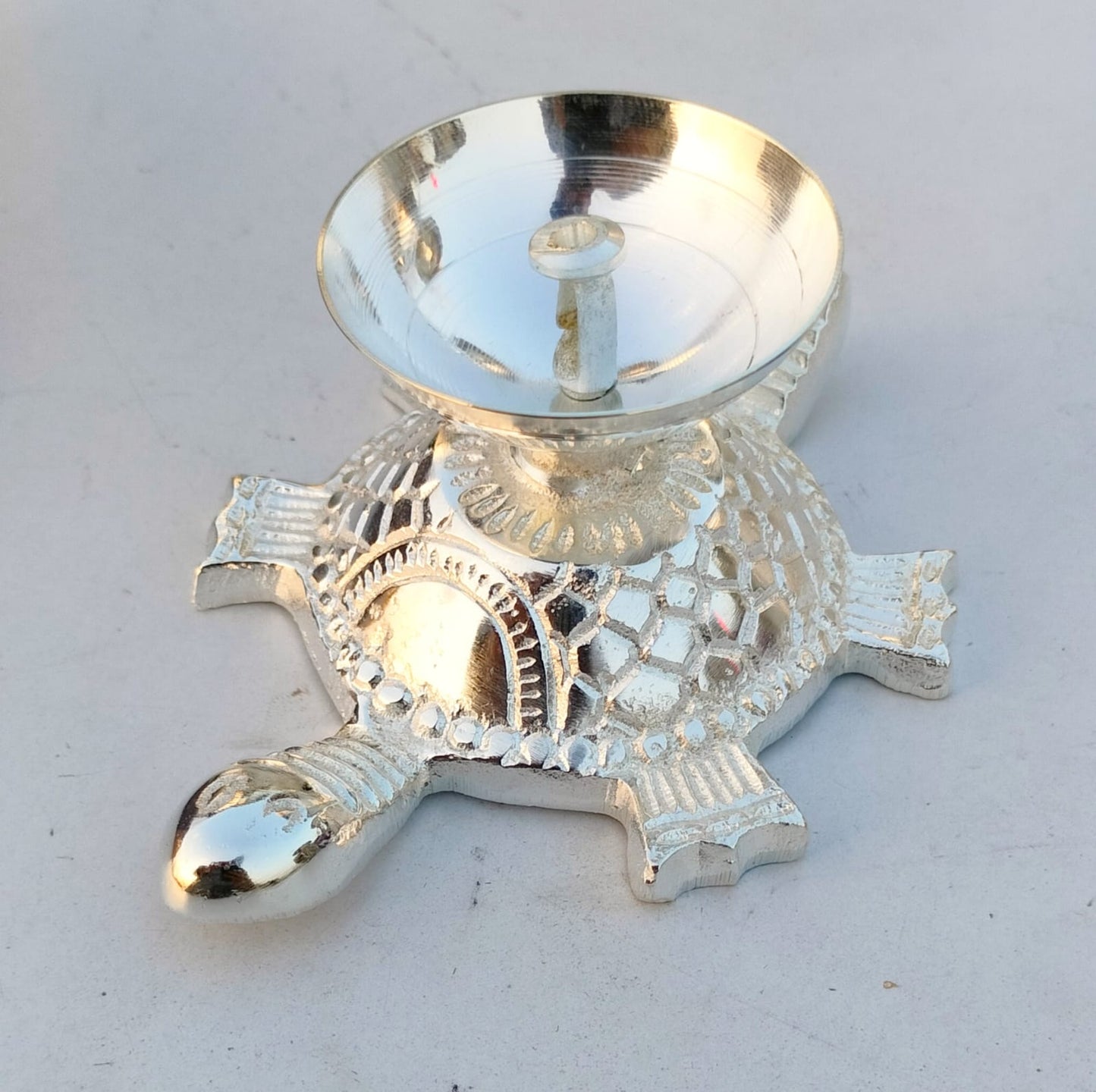 Gold and silver plated Tortoise diya