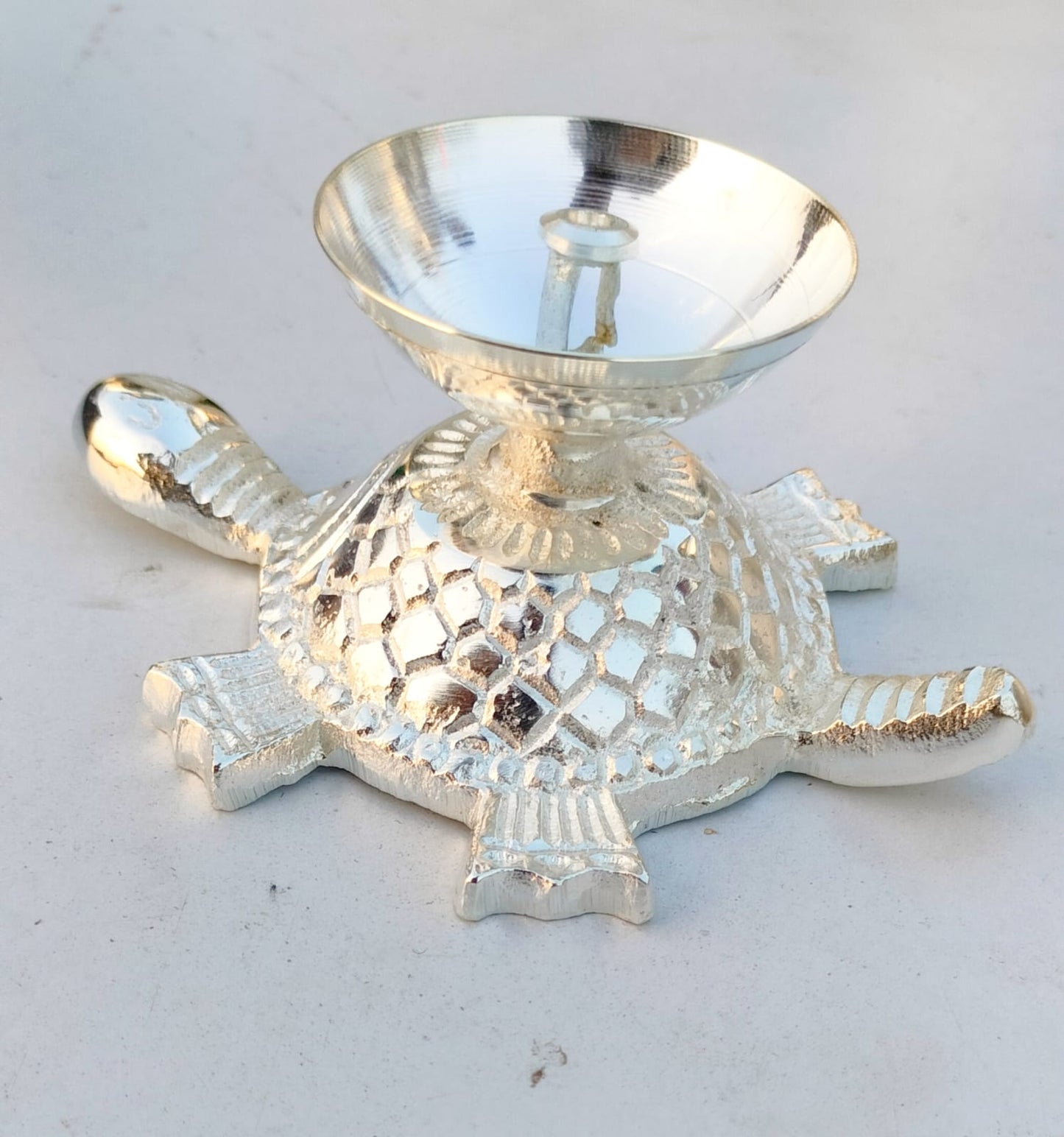 Gold and silver plated Tortoise diya