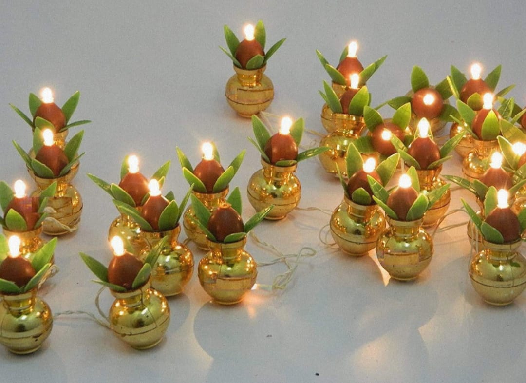 Golden Kalash Diya Lights