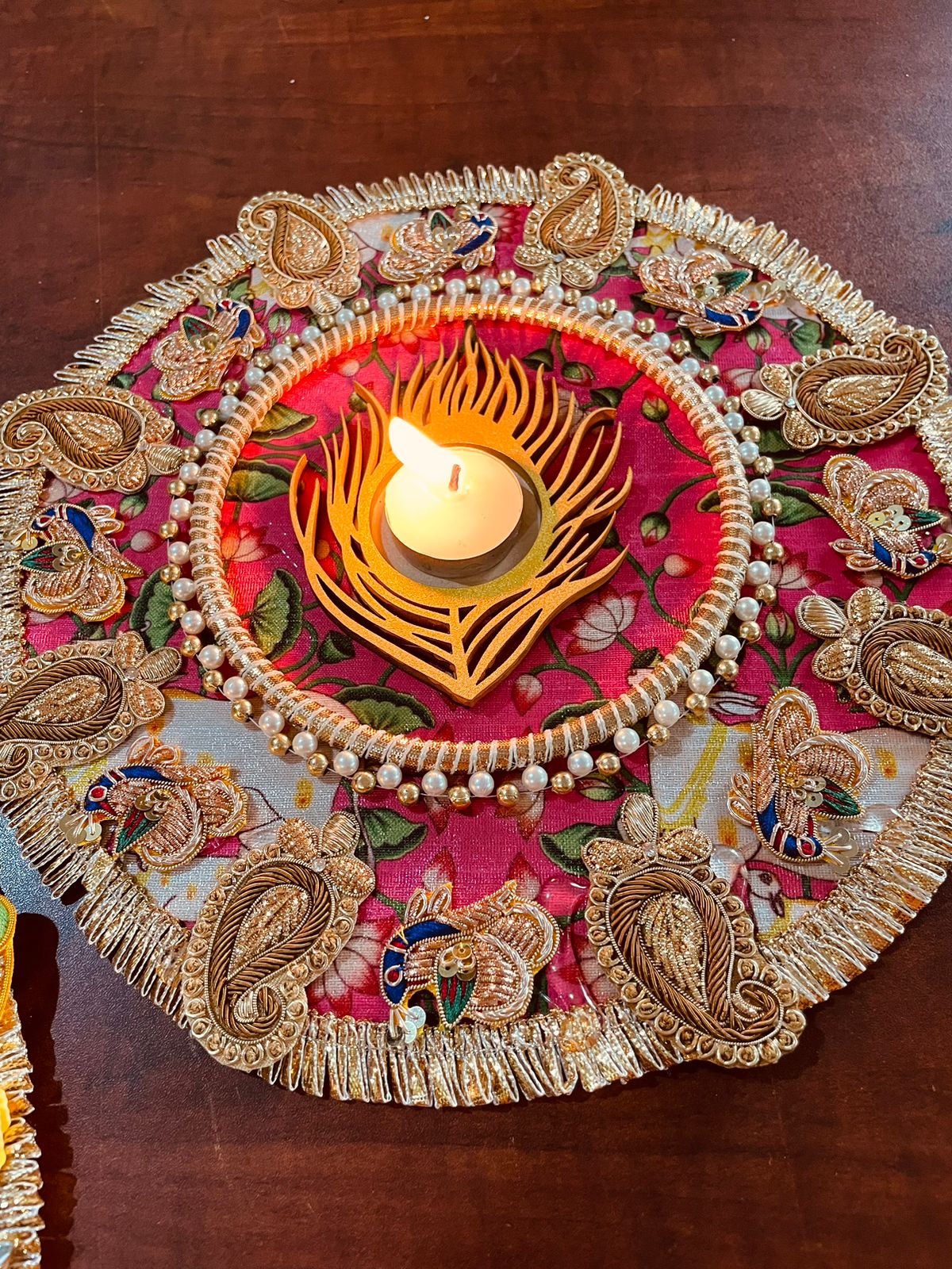 Wooden mayur pankh candle