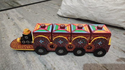 wooden train dryfruit box