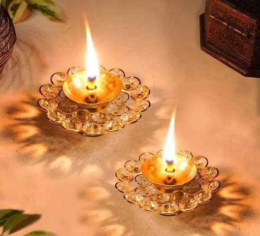 Round Crystal diya