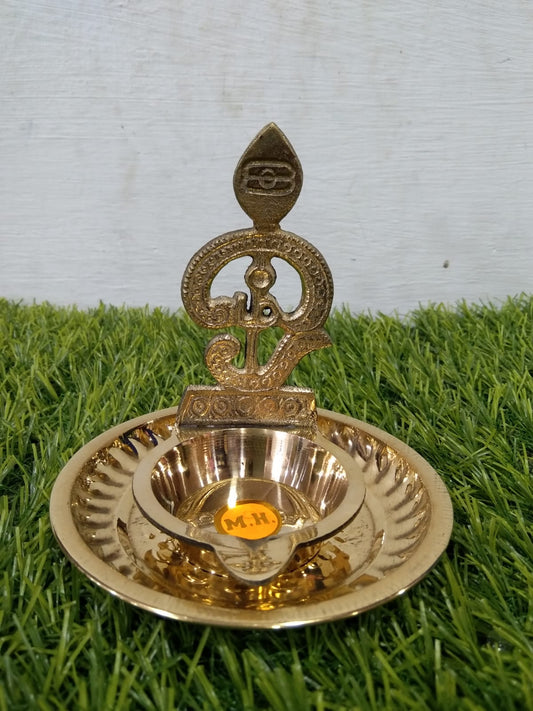 Om Trisoolam Lamp / Vel Lamp with Plate