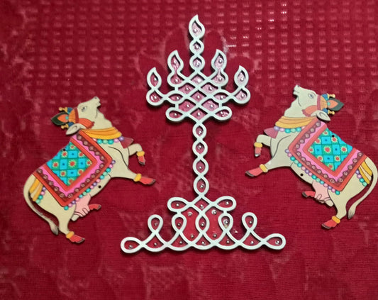 Cow and Deepam decoration