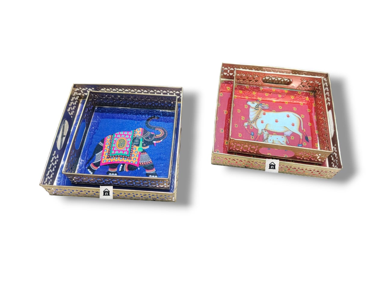 METAL PICHWAI TRAY SET OF 2