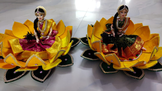 Bride in the lotus / half saree doll in lotus