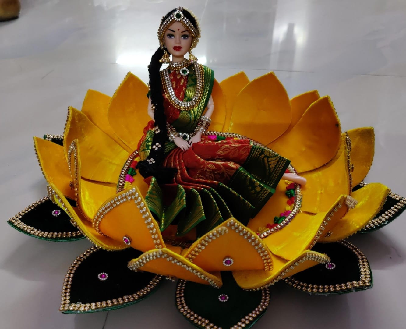 Bride in the lotus / half saree doll in lotus