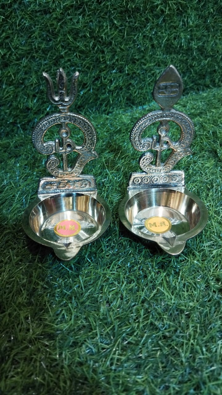 Brass Om lamps with thrisoolam