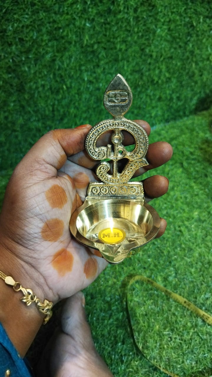 Brass Om lamps with thrisoolam