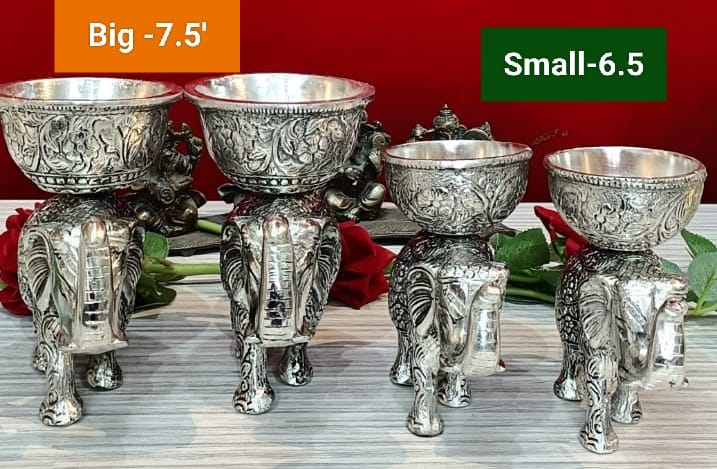 Silver plated antique Elephant bowl pair