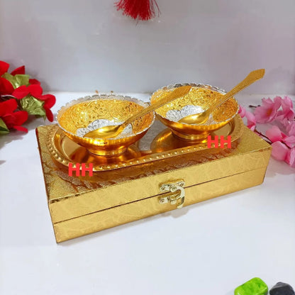 Gold plated bowl set in Golden box packing