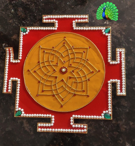 Velvet cloth rangoli.