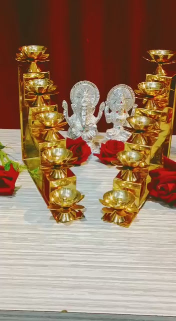 Lotus Diya on Brass Steps