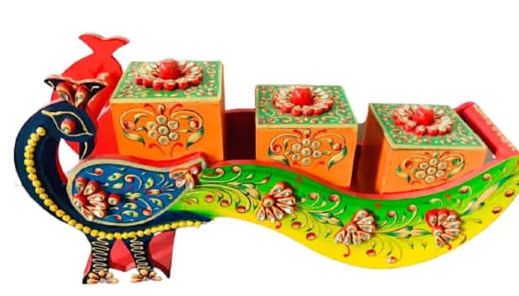 3 box peacock dryfruit container