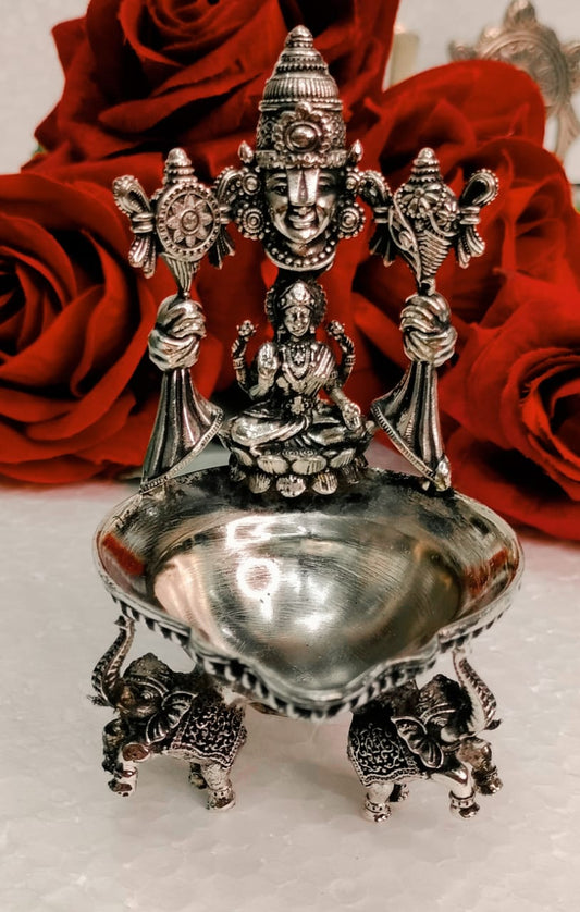 German silver antique kamal Laxmi with Balaji diya