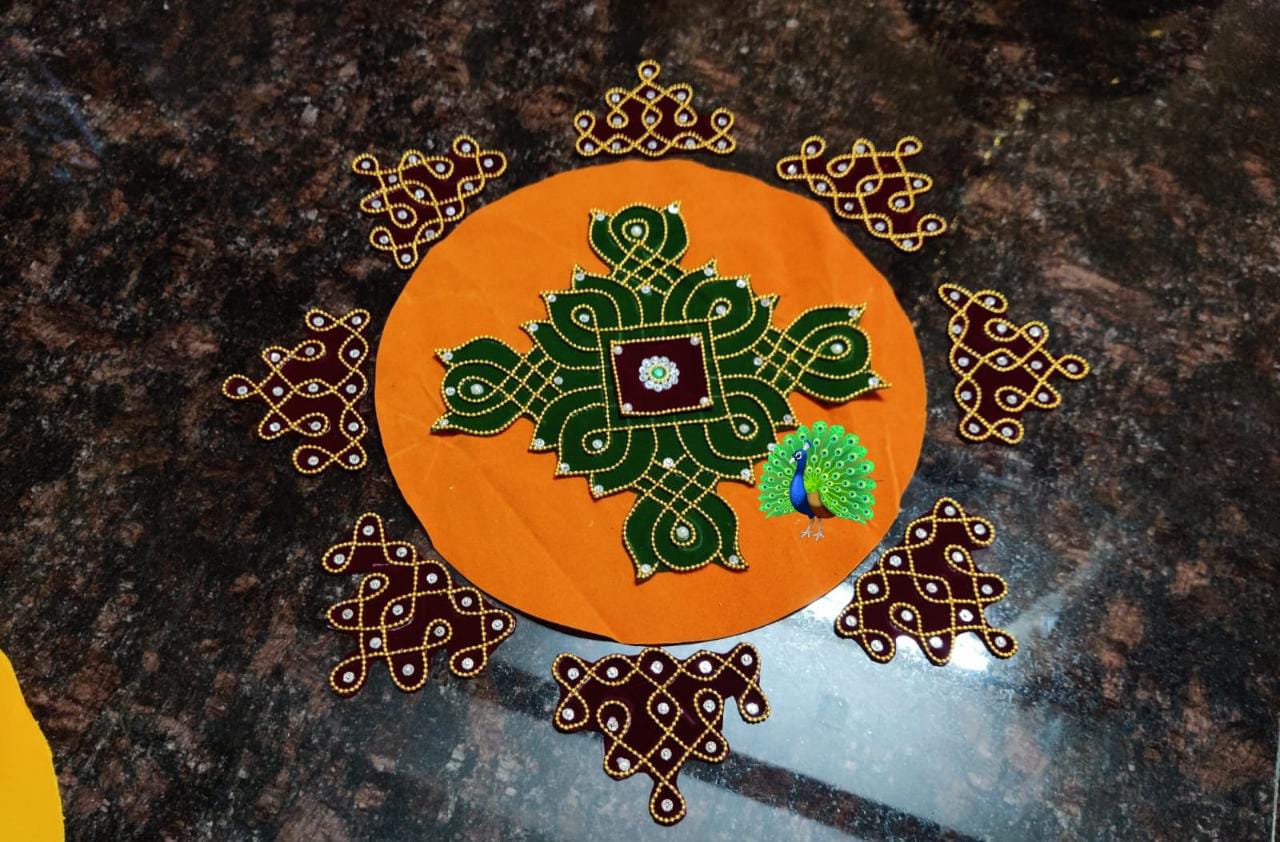 Velvet cloth rangoli