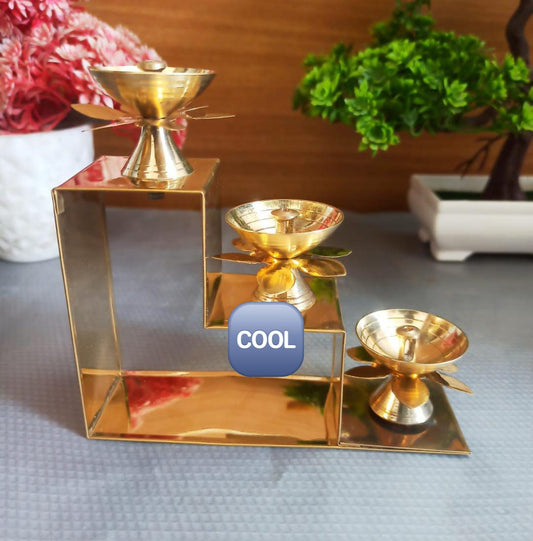 Brass 3 stairs diya