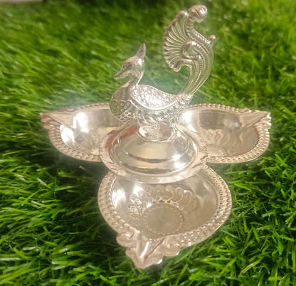 German silver peacock diya