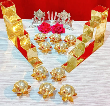 Lotus Diya on Brass Steps