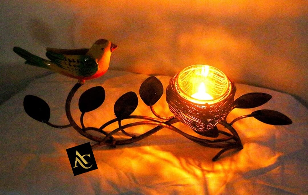 Bird nest tea light holder