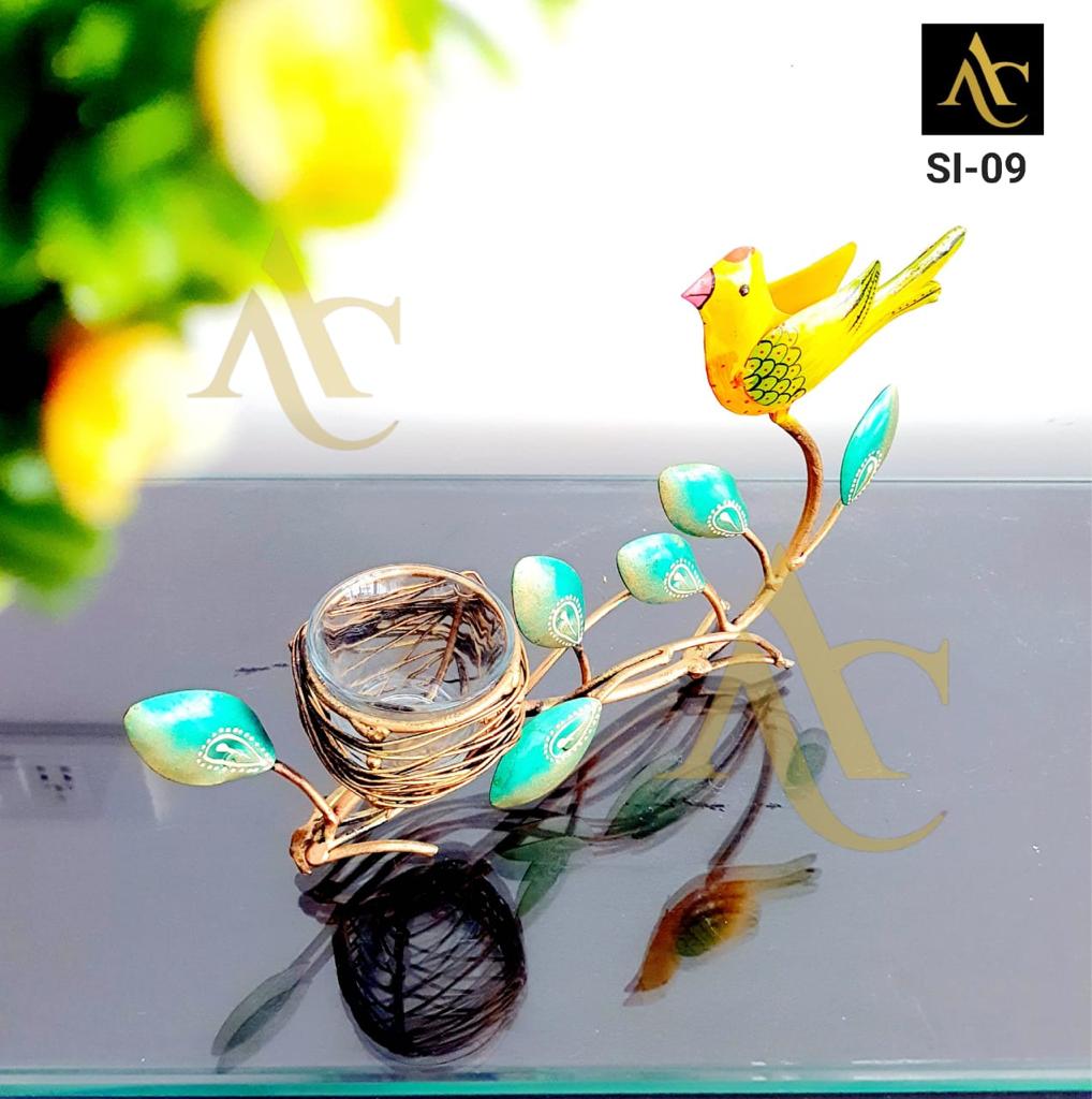 Bird nest tea light holder