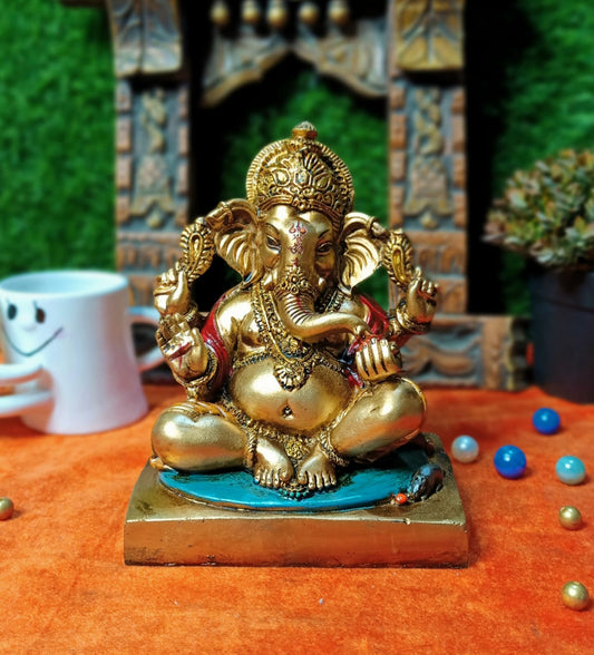 Metal Finish Resin Ganesha