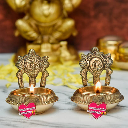 Shank Chanku Chakra kuber diya(Set of 2)