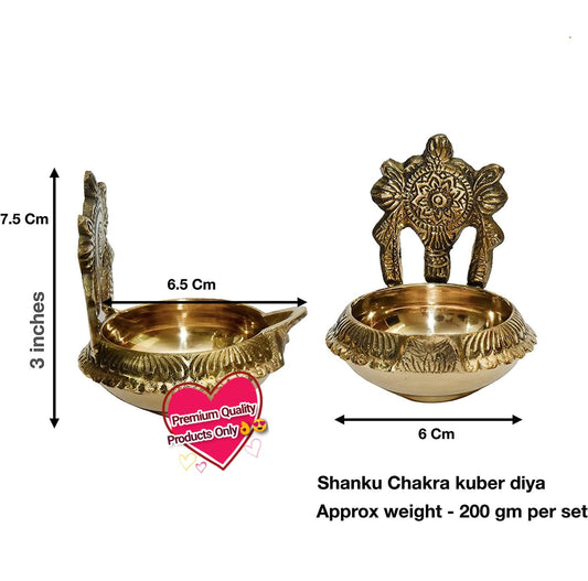 Shank Chanku Chakra kuber diya(Set of 2)