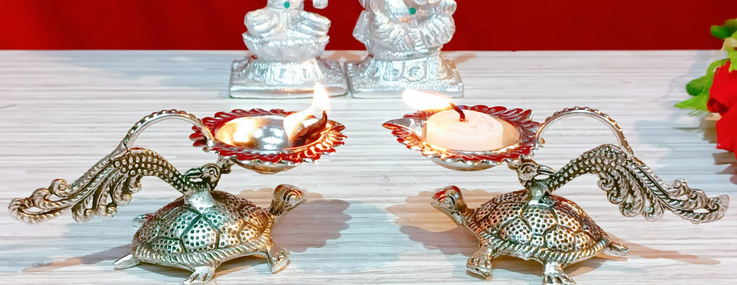 Tortoise Diya Pair