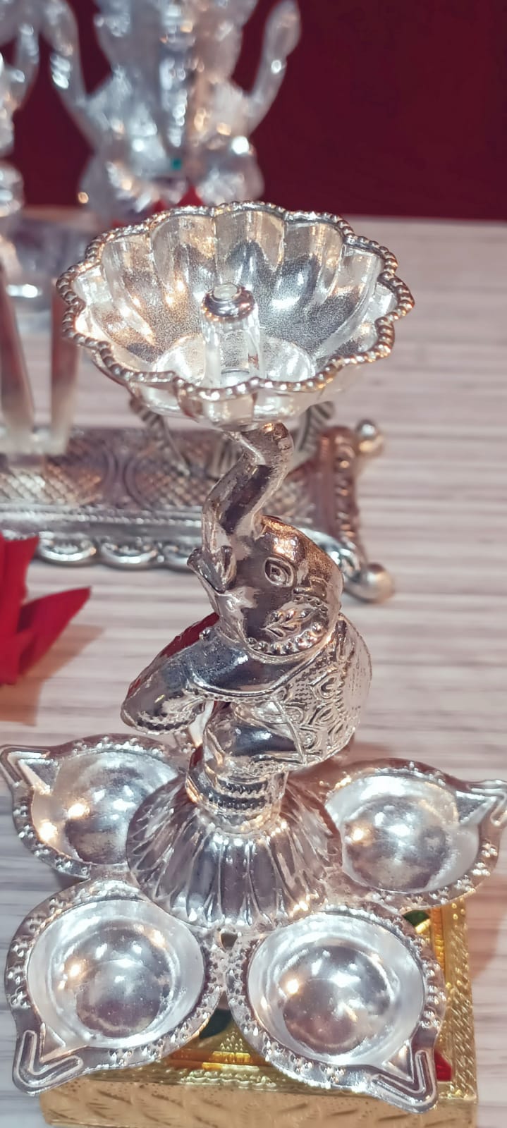 German Silver Elephant Lamp