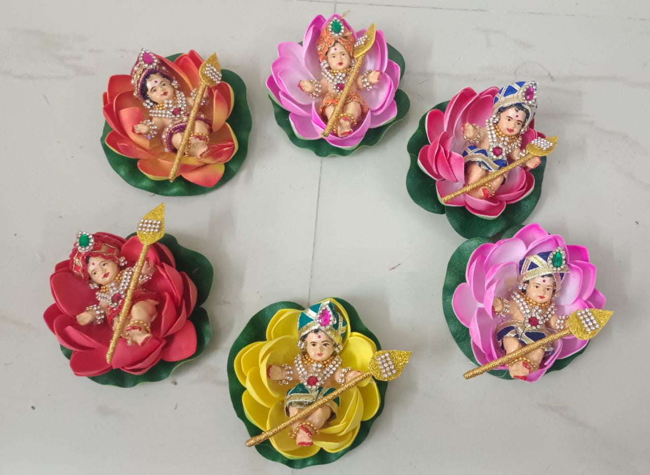 6 Baby Murugan on lotus with vel