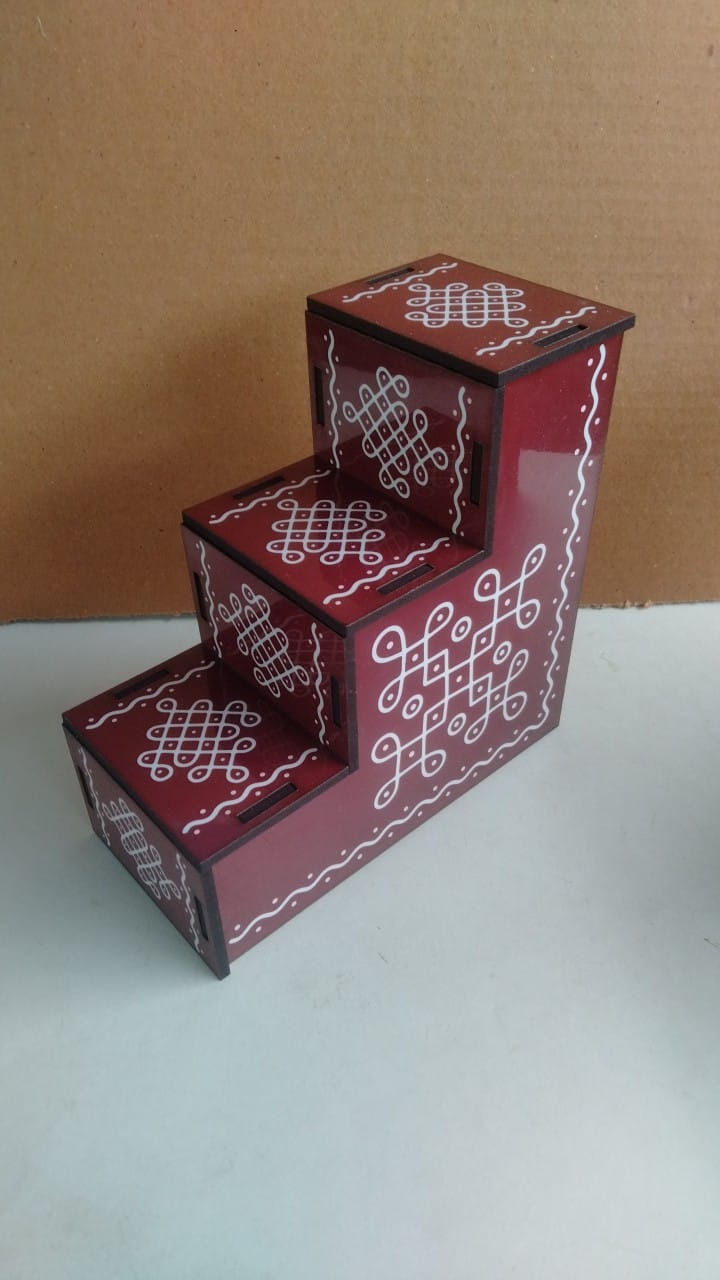 3 step Diya Stand (Pair)